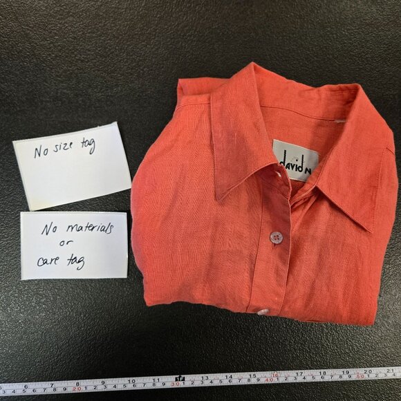 David N. Coral Long-Sleeve Shirt Button-Up Size M 100% Linen Elegant Casual Wear - Picture 10 of 10